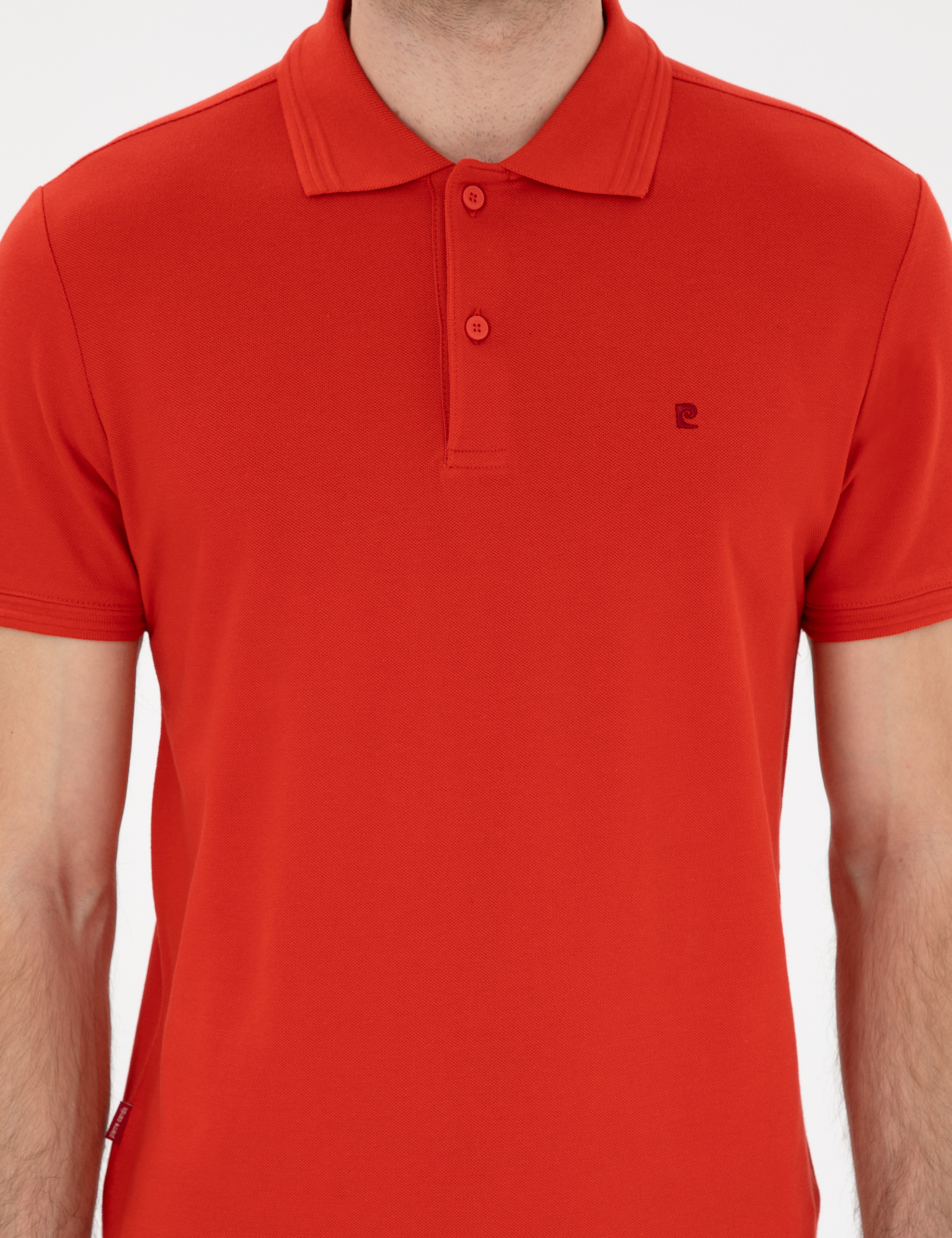 Kırmızı Slim Fit %100 Pamuk Polo Yaka Basic Tişört