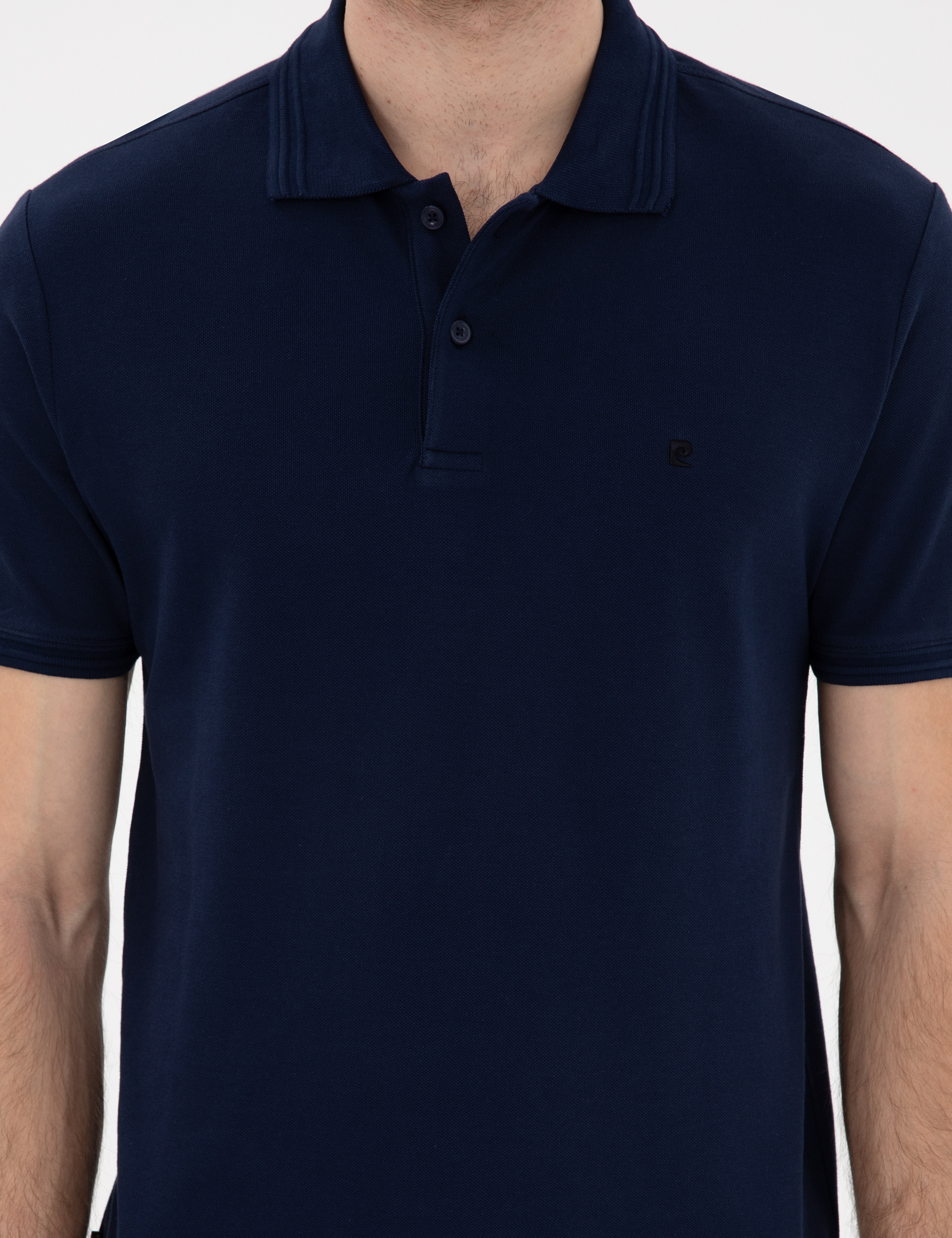Lacivert Slim Fit %100 Pamuk Polo Yaka Basic Tişört
