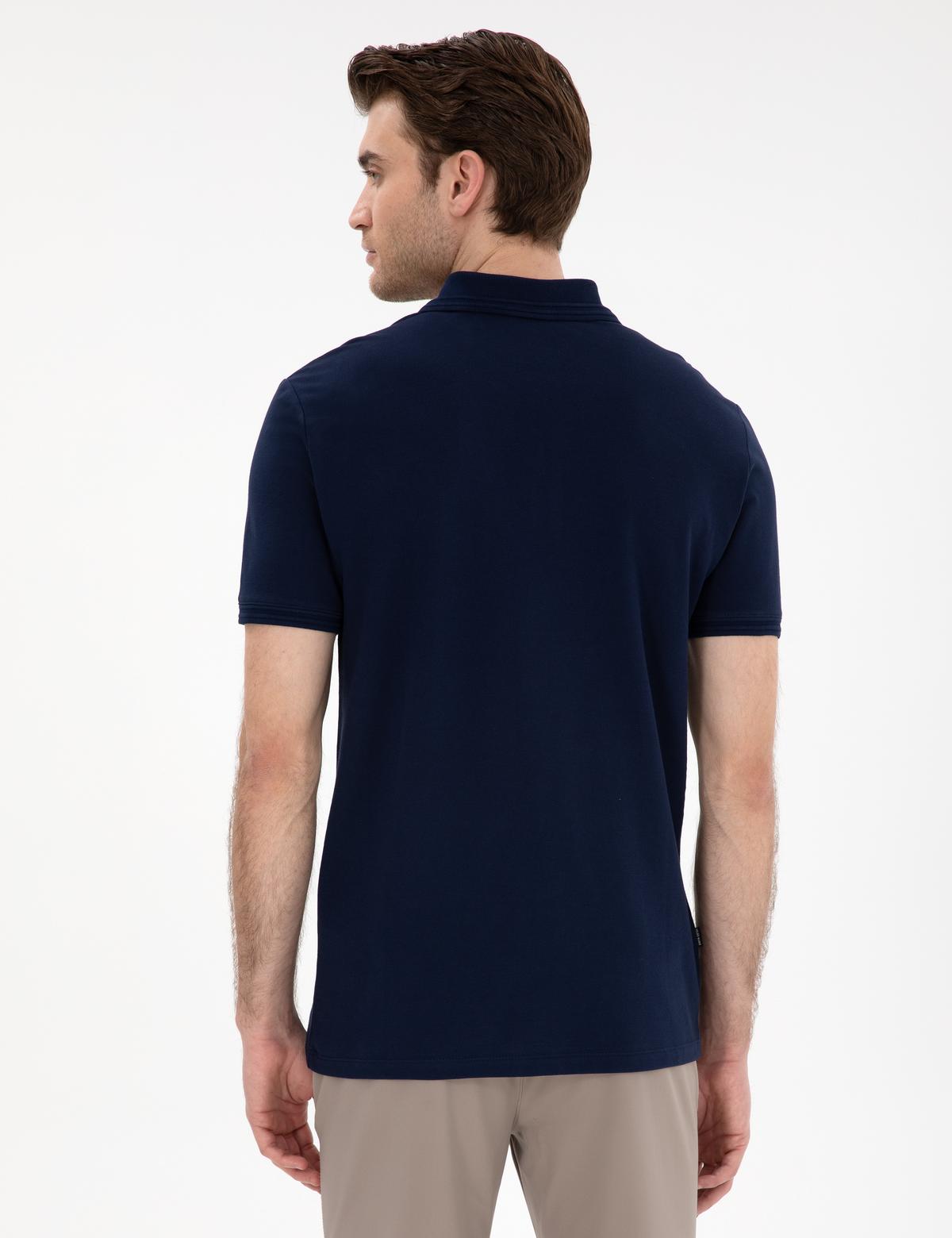 Lacivert Slim Fit %100 Pamuk Polo Yaka Basic Tişört - 50306448050