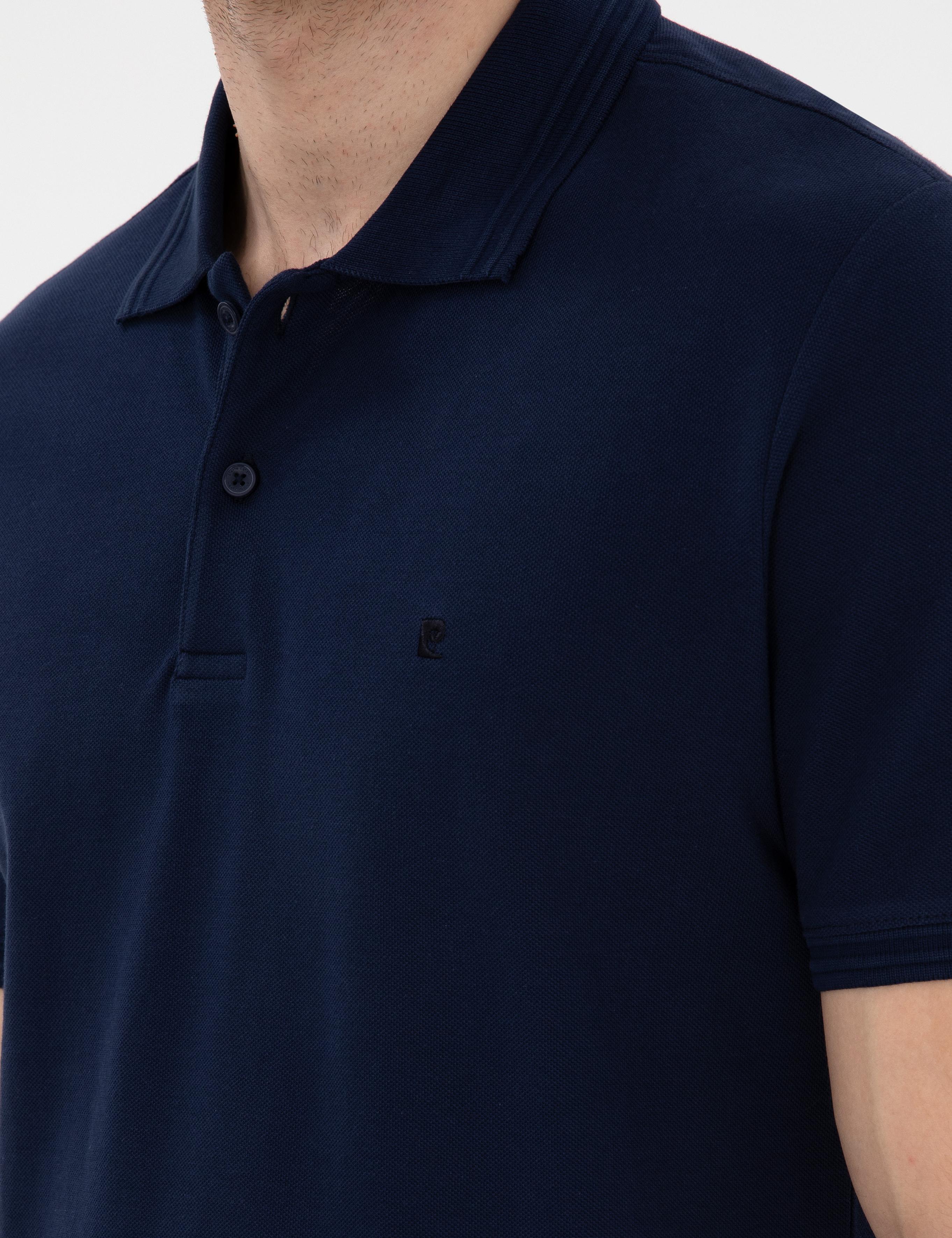 Lacivert Slim Fit %100 Pamuk Polo Yaka Basic Tişört