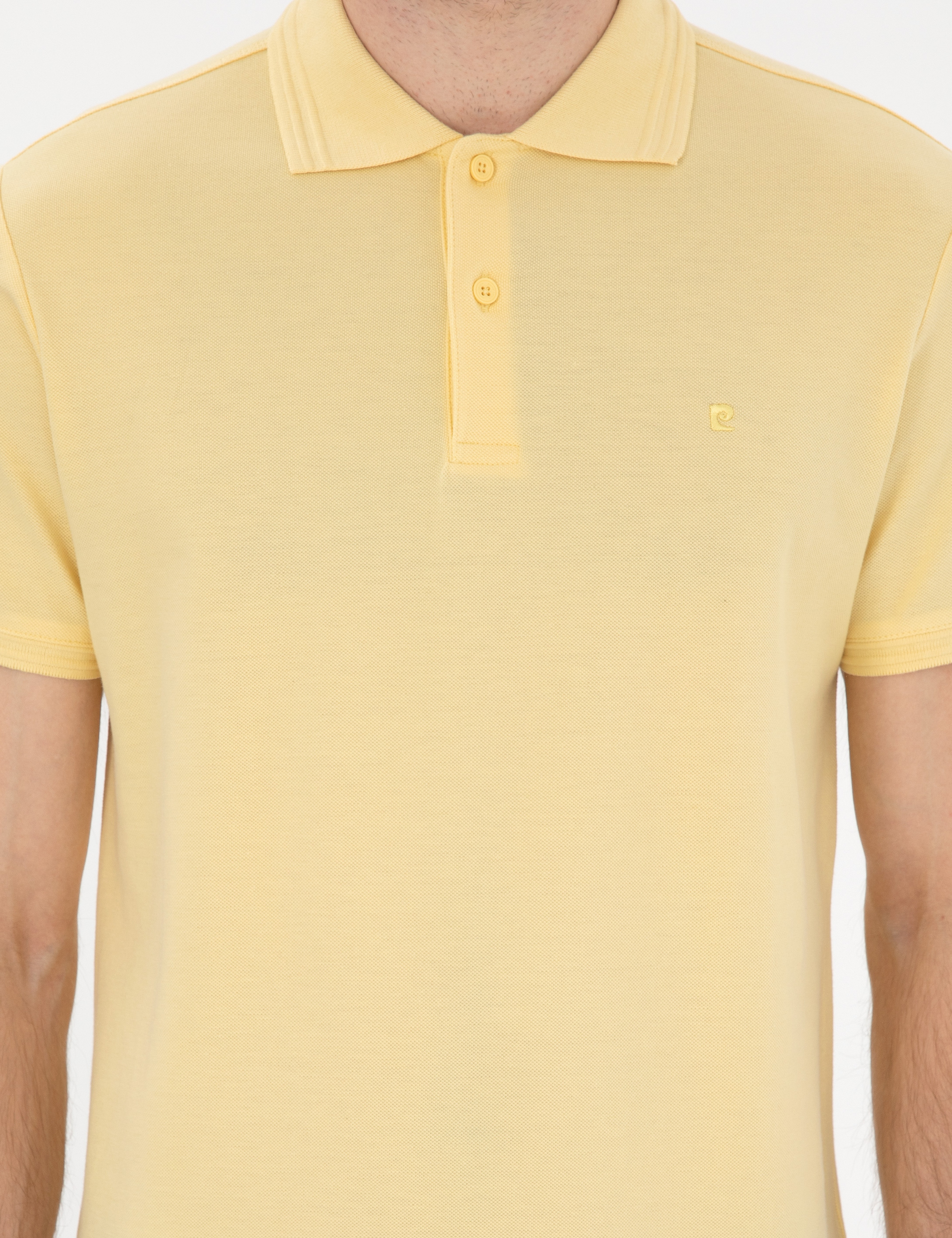 Açık Sarı Slim Fit %100 Pamuk Polo Yaka Basic Tişört - Image 6