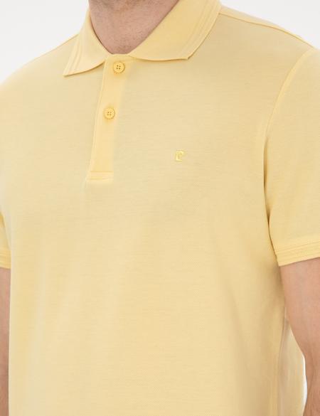 Açık Sarı Slim Fit %100 Pamuk Polo Yaka Basic Tişört - 50306448149