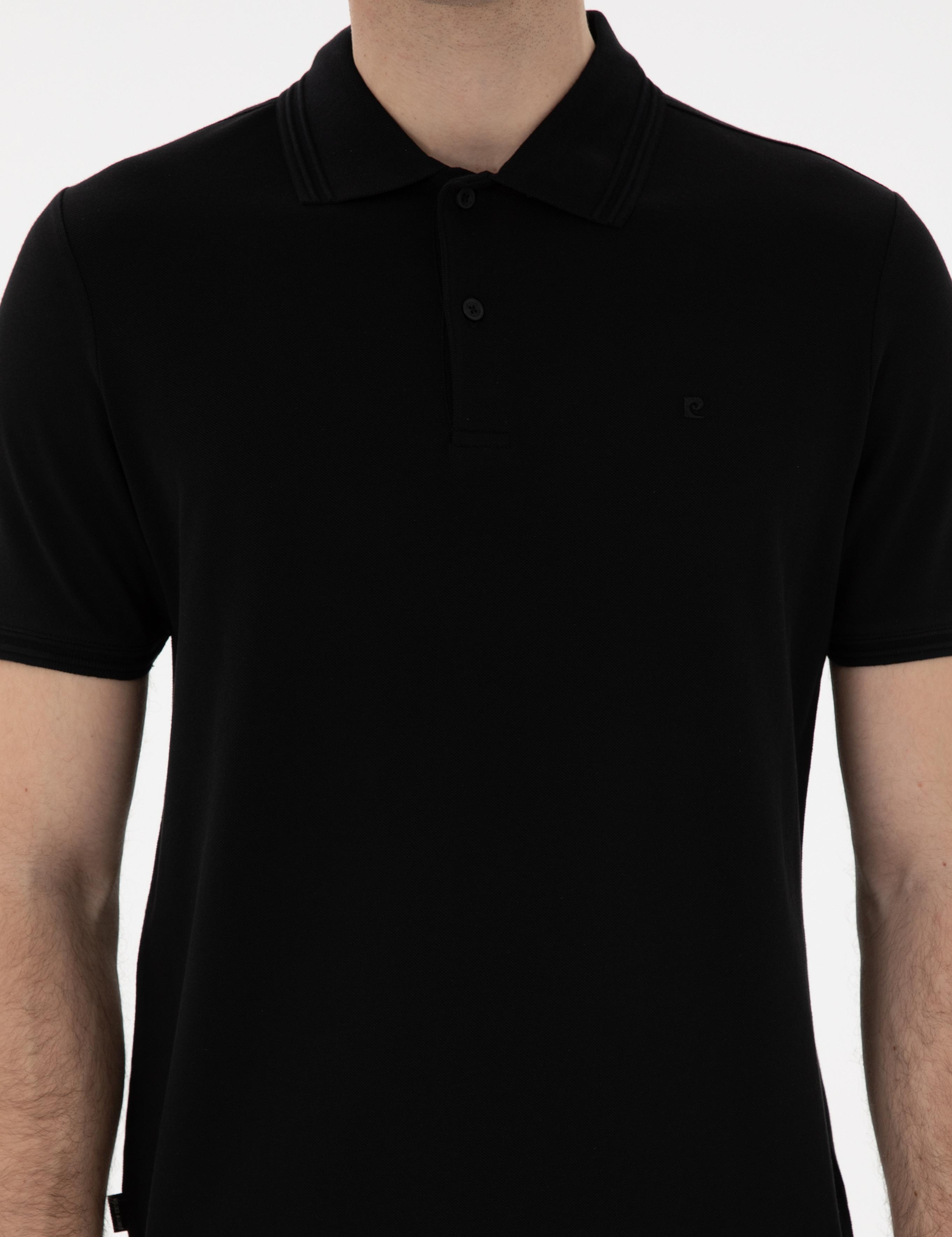 Siyah Regular Fit %100 Pamuk Polo Yaka Basic Tişört