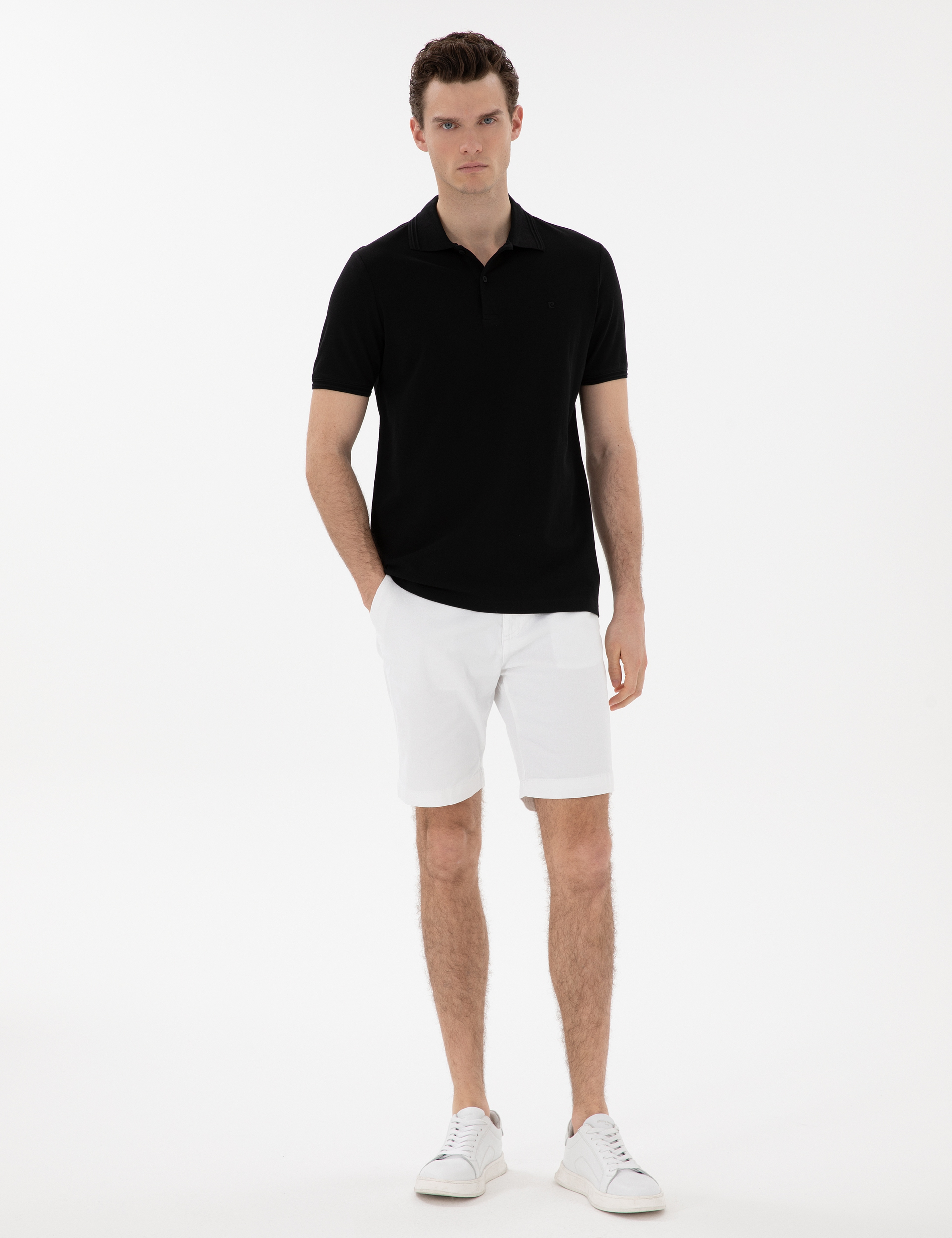 Siyah Regular Fit %100 Pamuk Polo Yaka Basic Tişört