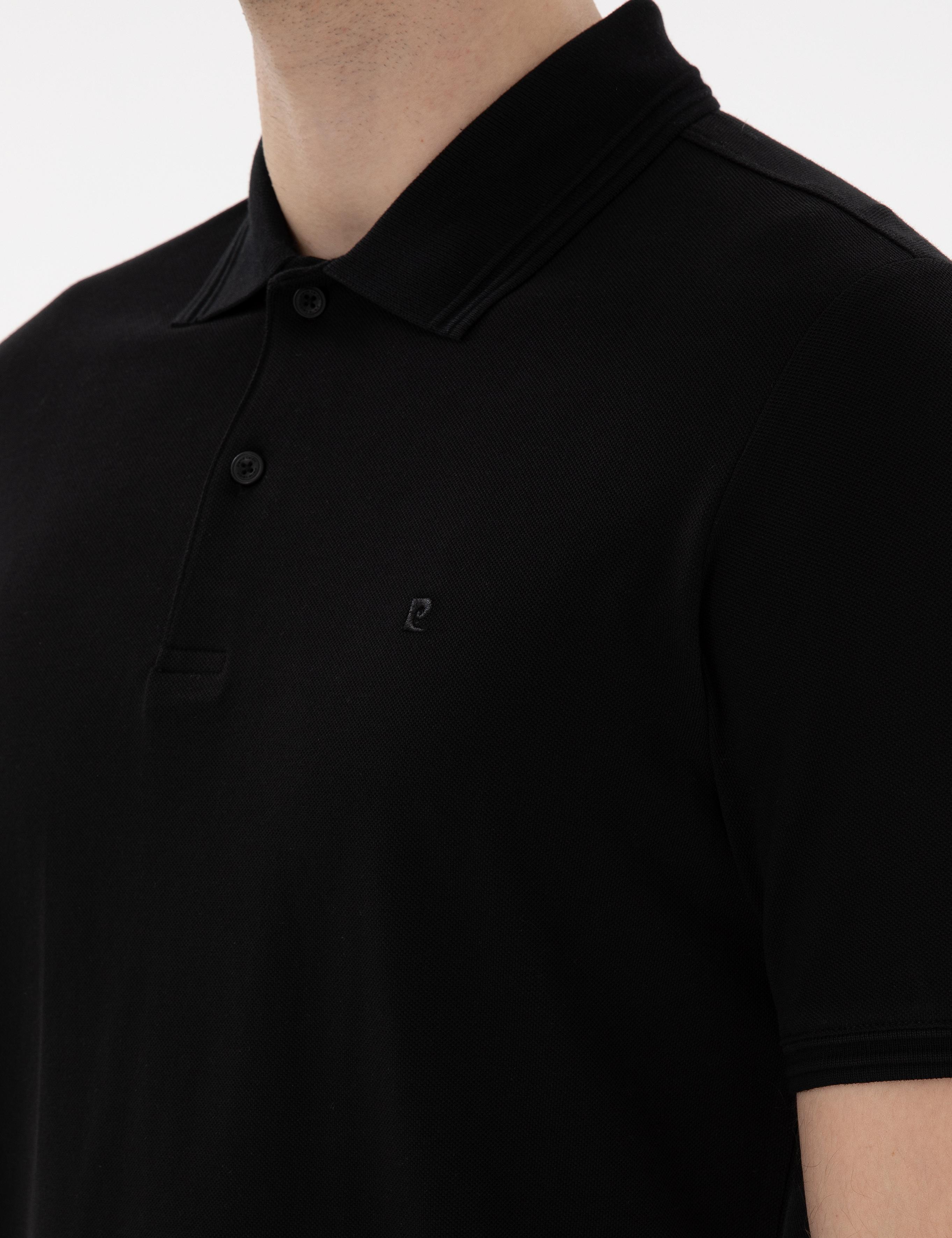 Siyah Regular Fit %100 Pamuk Polo Yaka Basic Tişört