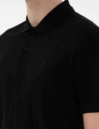 Siyah Regular Fit %100 Pamuk Polo Yaka Basic Tişört