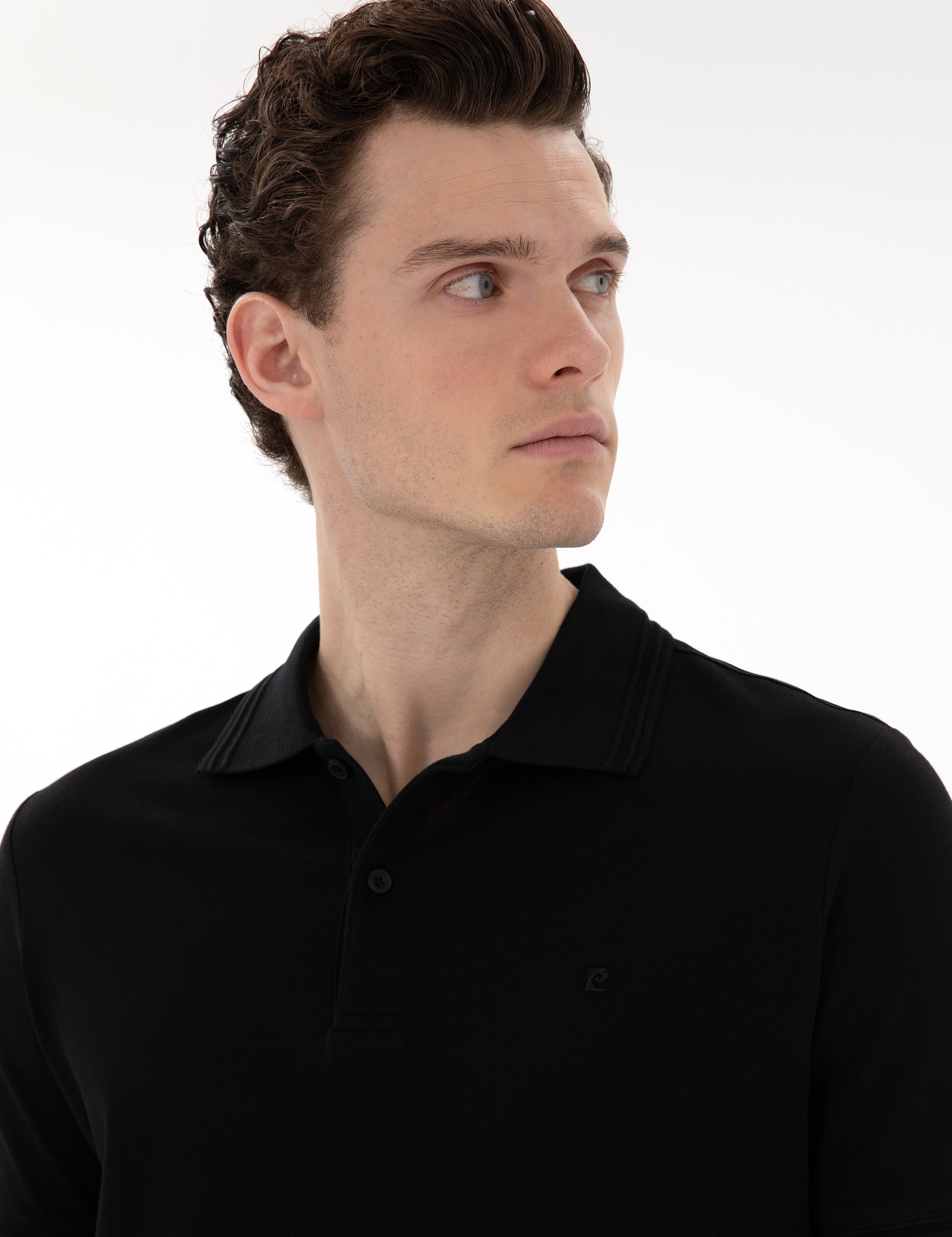 Siyah Regular Fit %100 Pamuk Polo Yaka Basic Tişört - Image 2