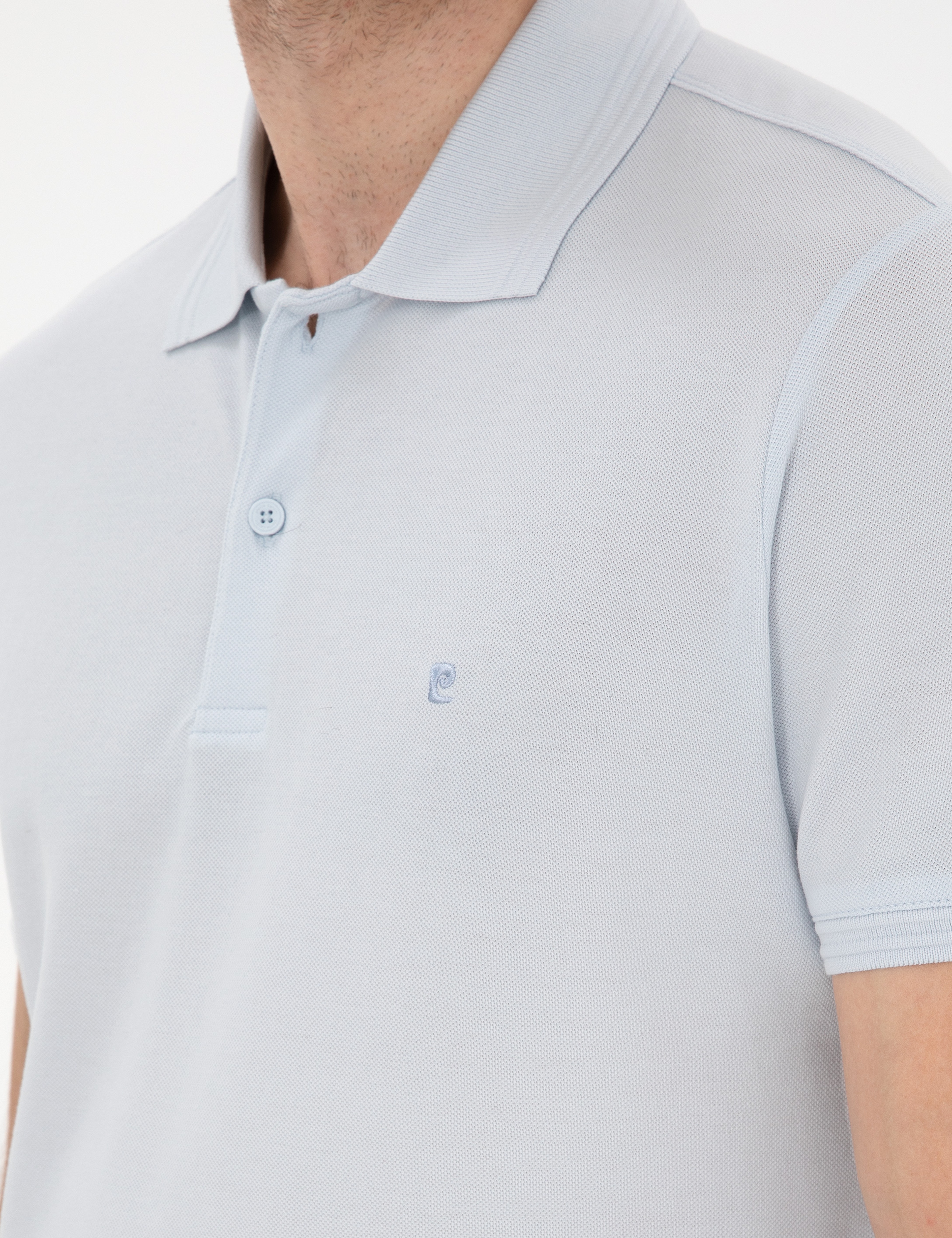 Açık Mavi Slim Fit %100 Pamuk Polo Yaka Basic Tişört - Image 7