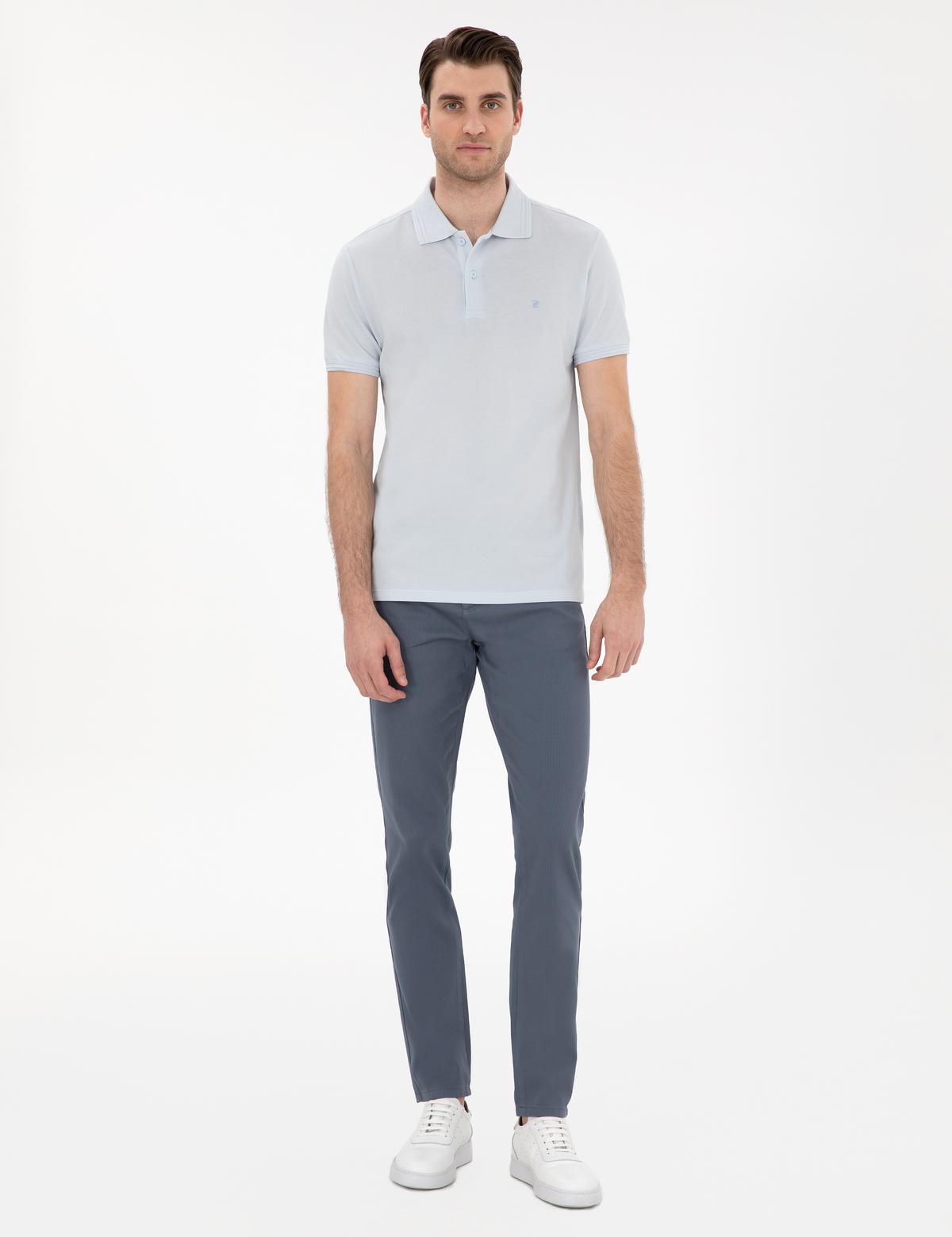 Açık Mavi Slim Fit %100 Pamuk Polo Yaka Basic Tişört - 50306448070