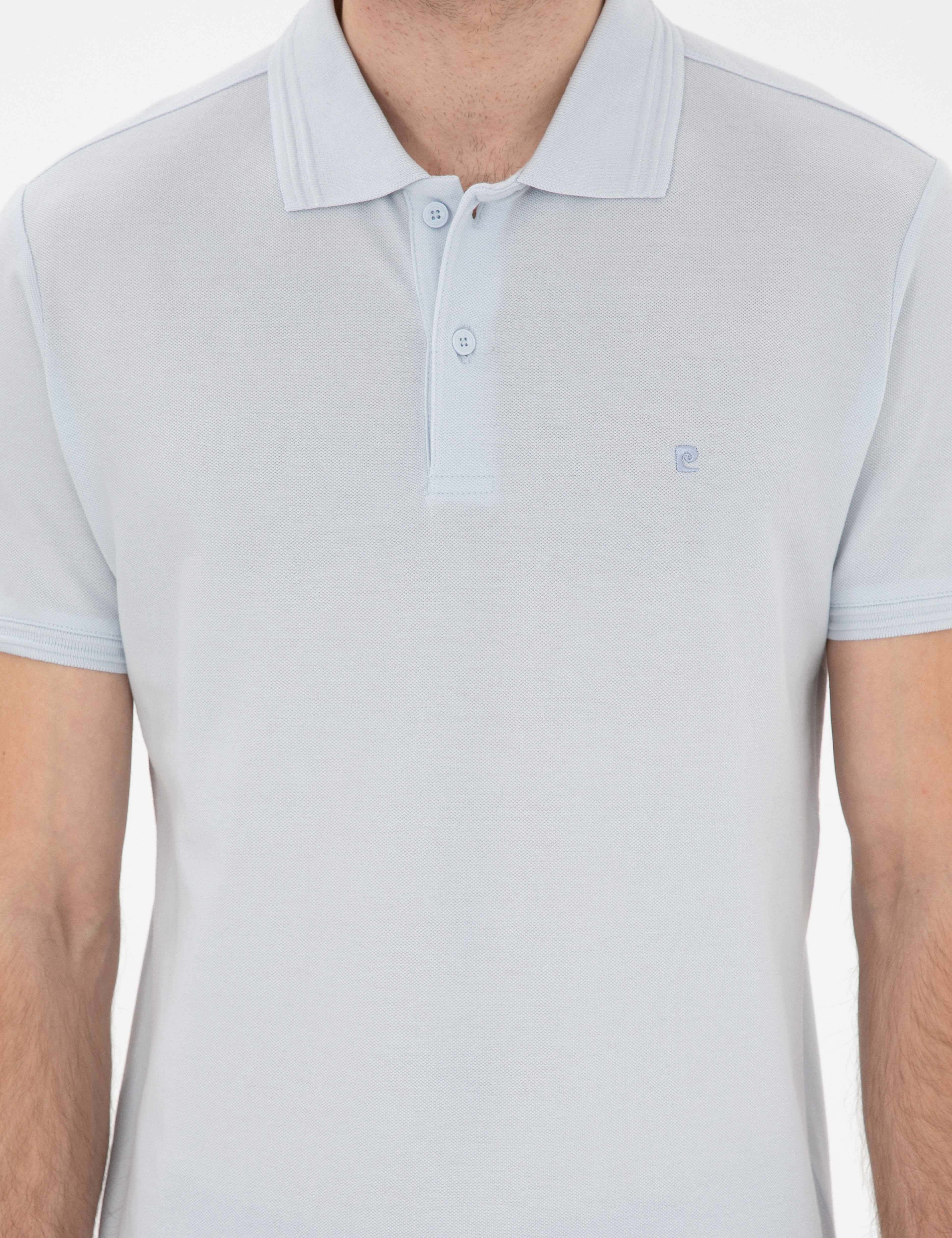 Açık Mavi Slim Fit %100 Pamuk Polo Yaka Basic Tişört - Image 6