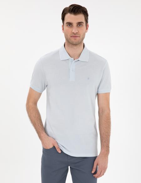 Açık Mavi Slim Fit %100 Pamuk Polo Yaka Basic Tişört - 50306448070