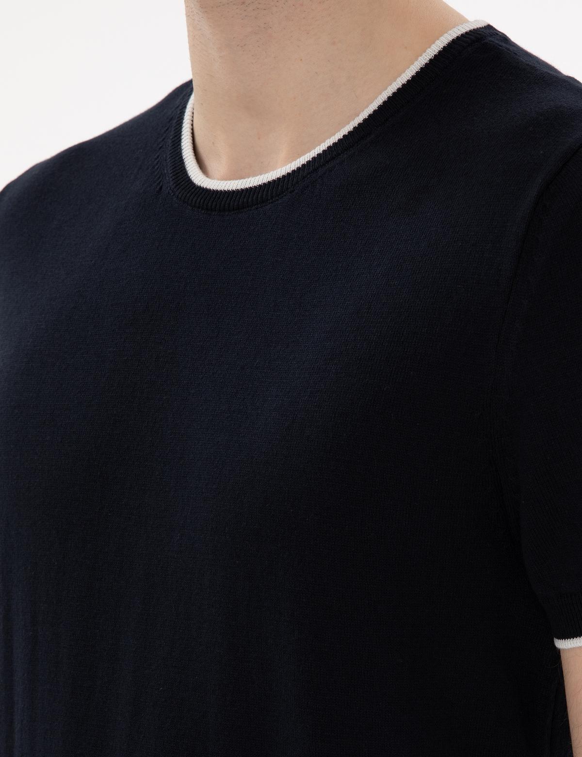 Lacivert Slim Fit Bisiklet Yaka Triko Tişört - 50307401001