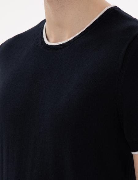 Lacivert Slim Fit Bisiklet Yaka Triko Tişört - 50307401001