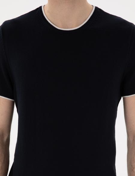 Lacivert Slim Fit Bisiklet Yaka Triko Tişört - 50307401001