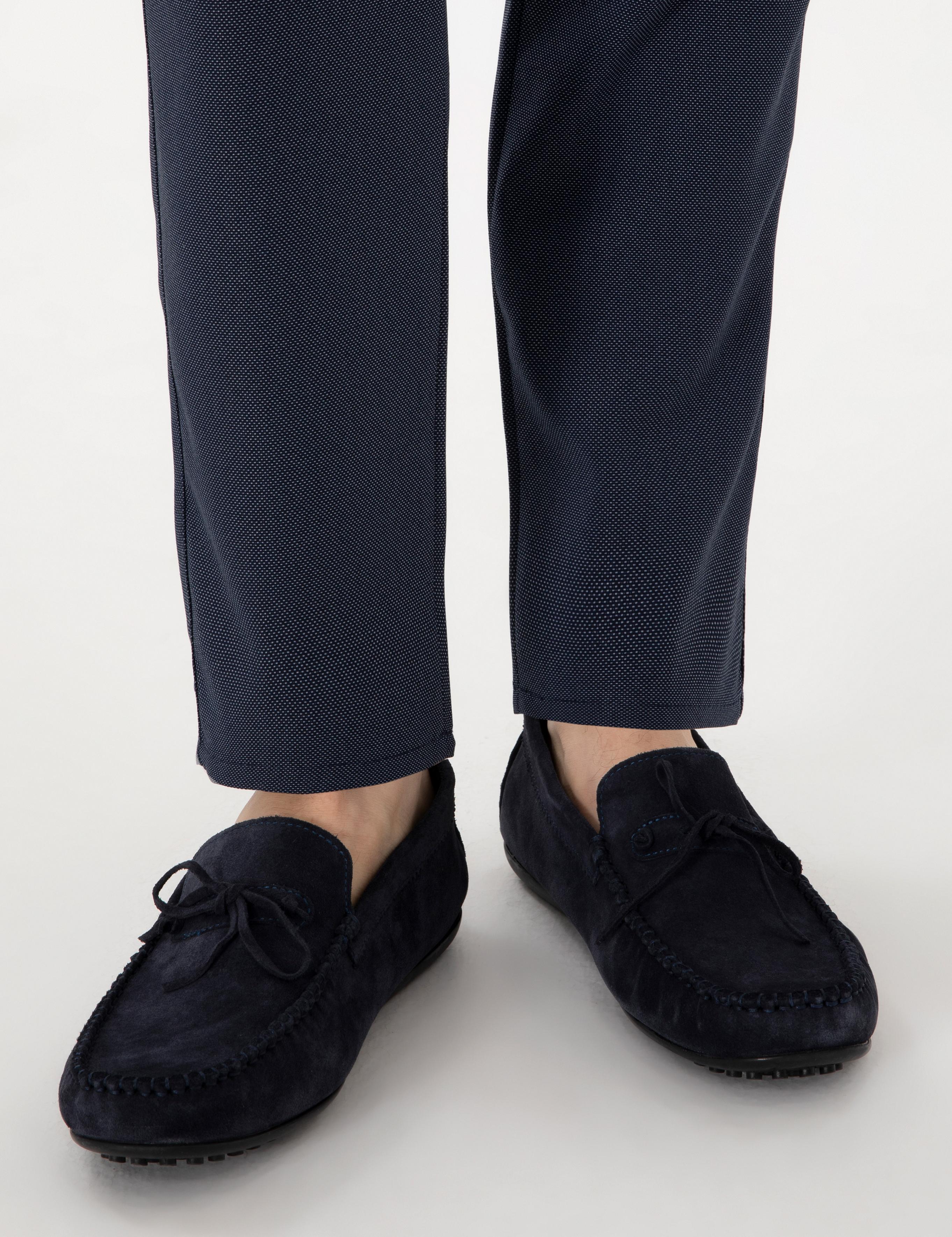 Lacivert Kauçuk Taban %100 Deri Loafer Ayakkabı