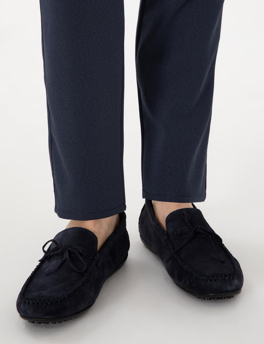 Lacivert Kauçuk Taban %100 Deri Loafer Ayakkabı