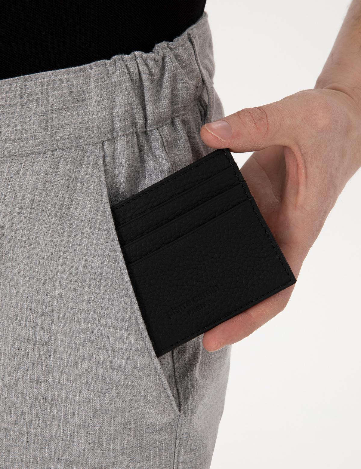 Erkek Siyah Deri Kartlık