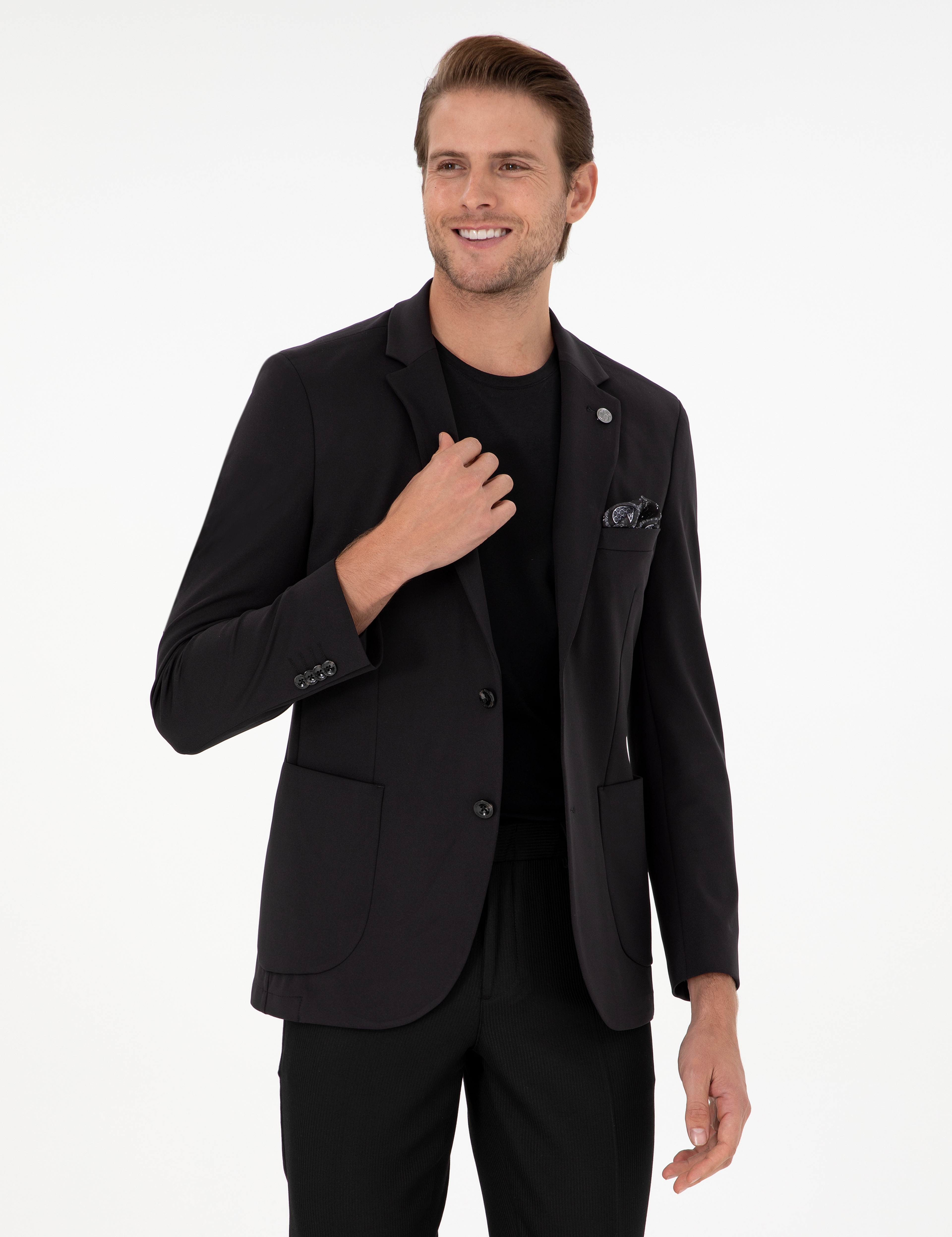 Siyah Extra Slim Fit Spor Ceket - Image 1