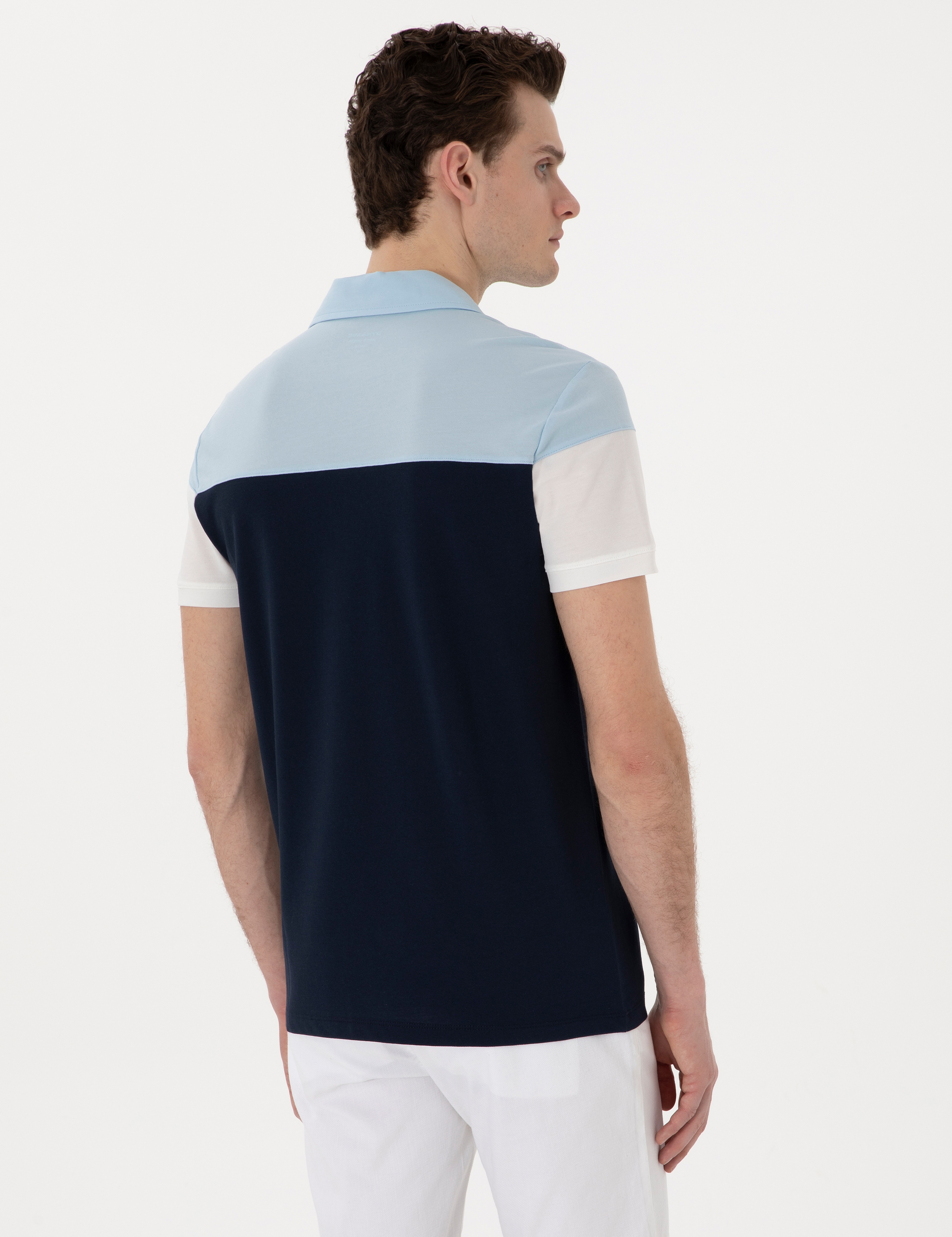 Lacivert Slim Fit Düğmeli Polo Yaka Tişört - Image 5