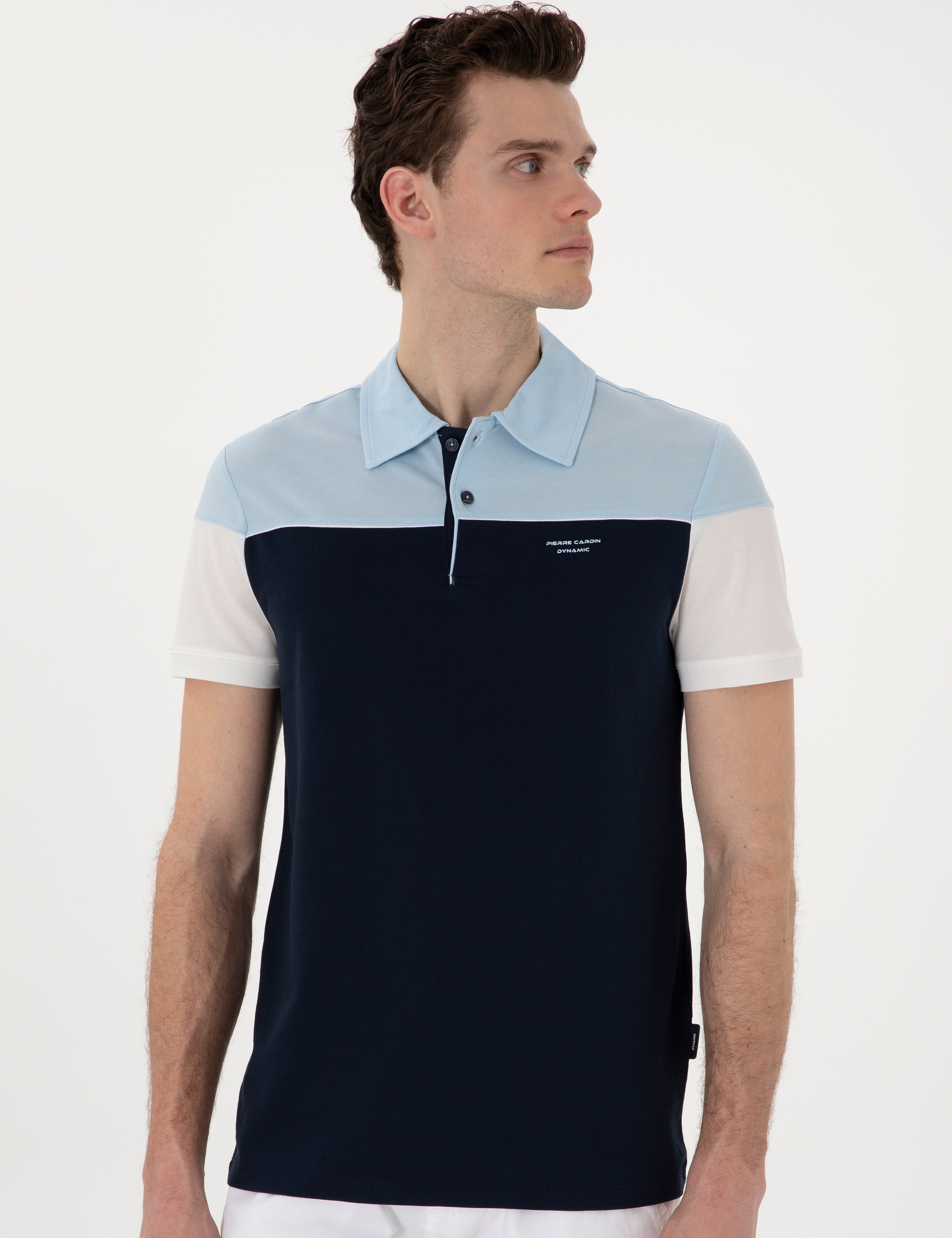 Lacivert Slim Fit Düğmeli Polo Yaka Tişört - Image 3