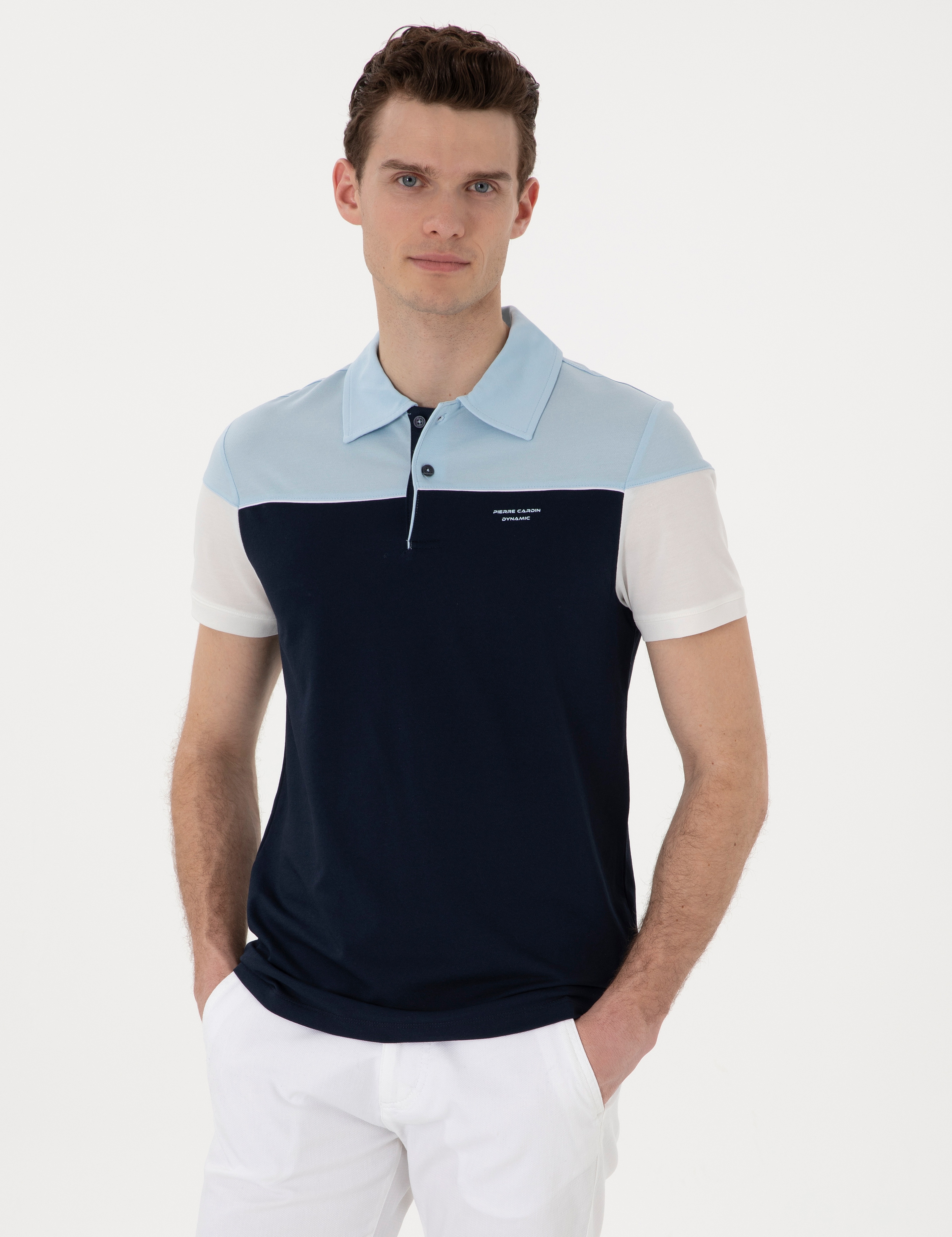 Lacivert Slim Fit Düğmeli Polo Yaka Tişört