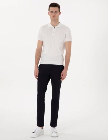 Lacivert Slim Fit Jogger Kanvas Pantolon