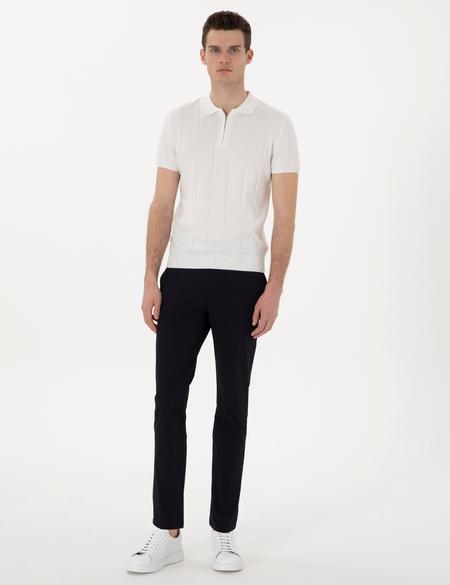 Lacivert Slim Fit Jogger Kanvas Pantolon - 50305880106