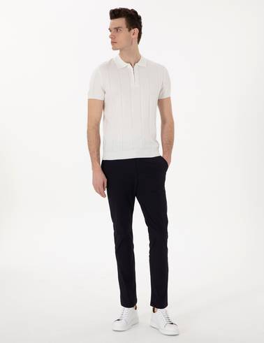 Lacivert Slim Fit Jogger Kanvas Pantolon