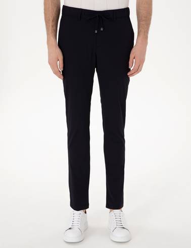 Lacivert Slim Fit Jogger Kanvas Pantolon