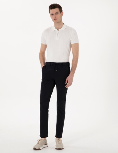 Siyah Slim Fit Jogger Kanvas Pantolon