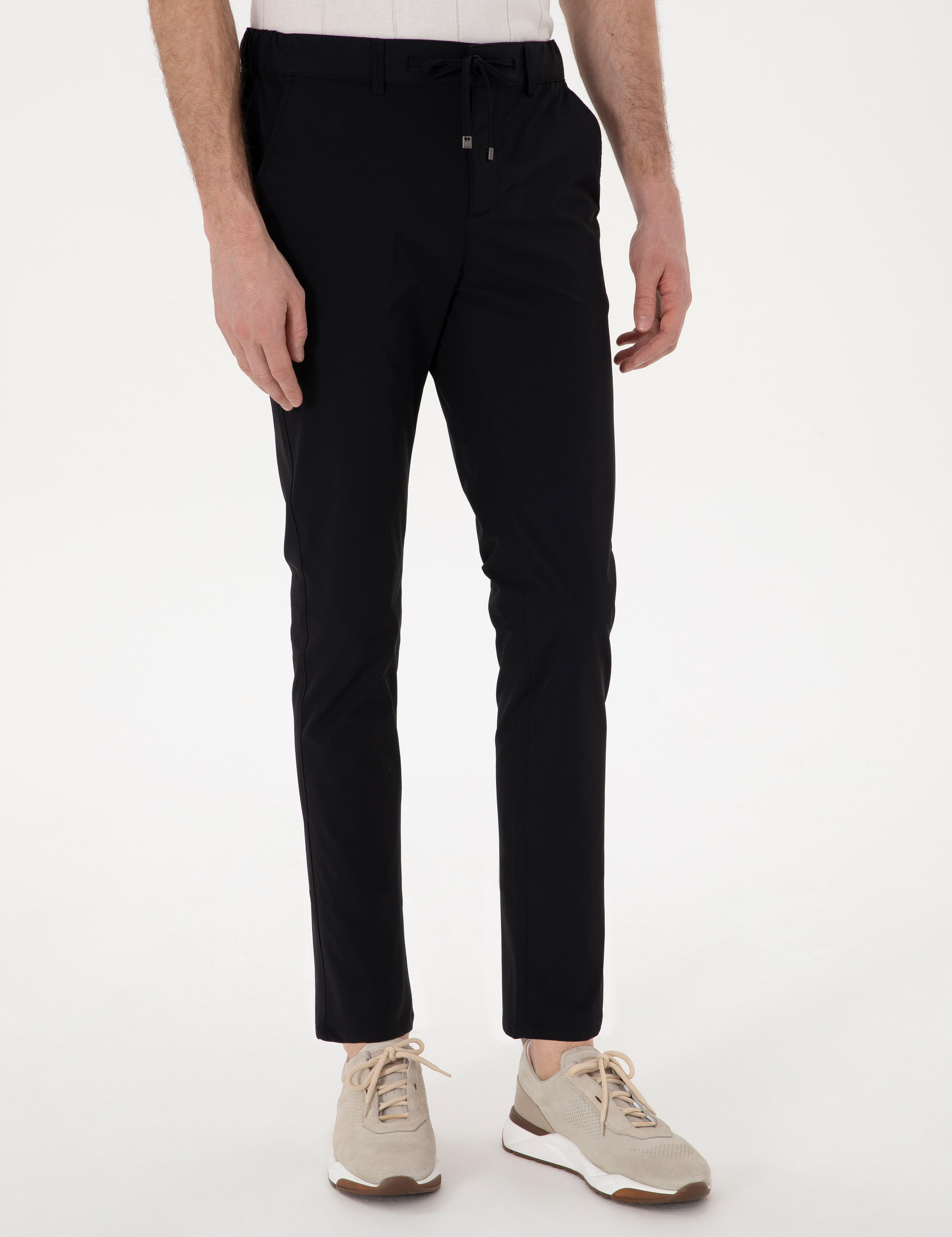 Siyah Slim Fit Jogger Kanvas Pantolon