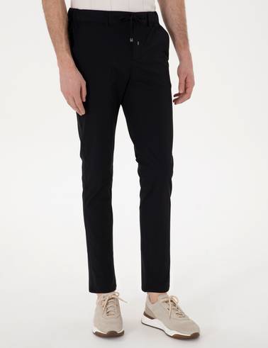 Siyah Slim Fit Jogger Kanvas Pantolon
