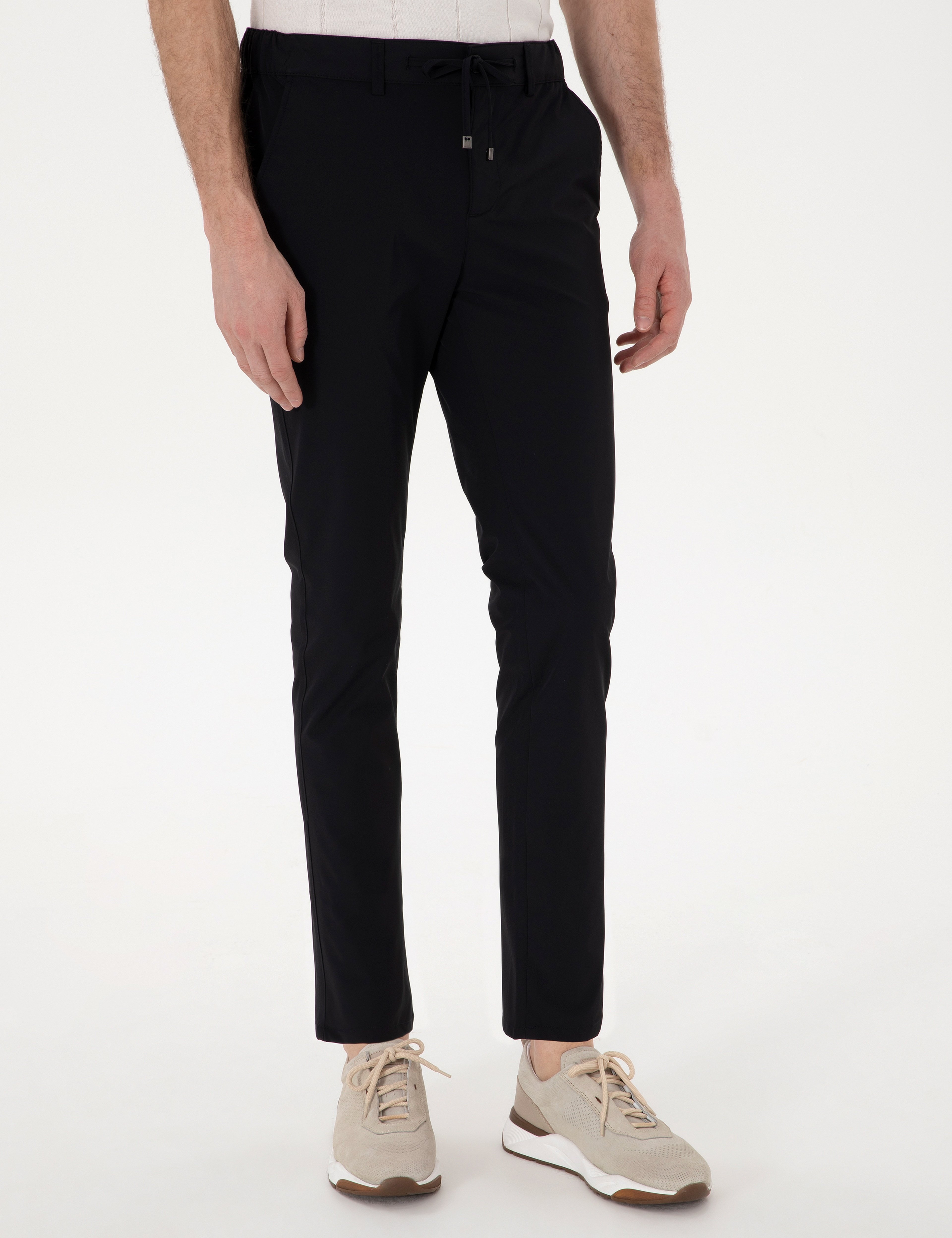 Siyah Slim Fit Jogger Kanvas Pantolon - Image 2