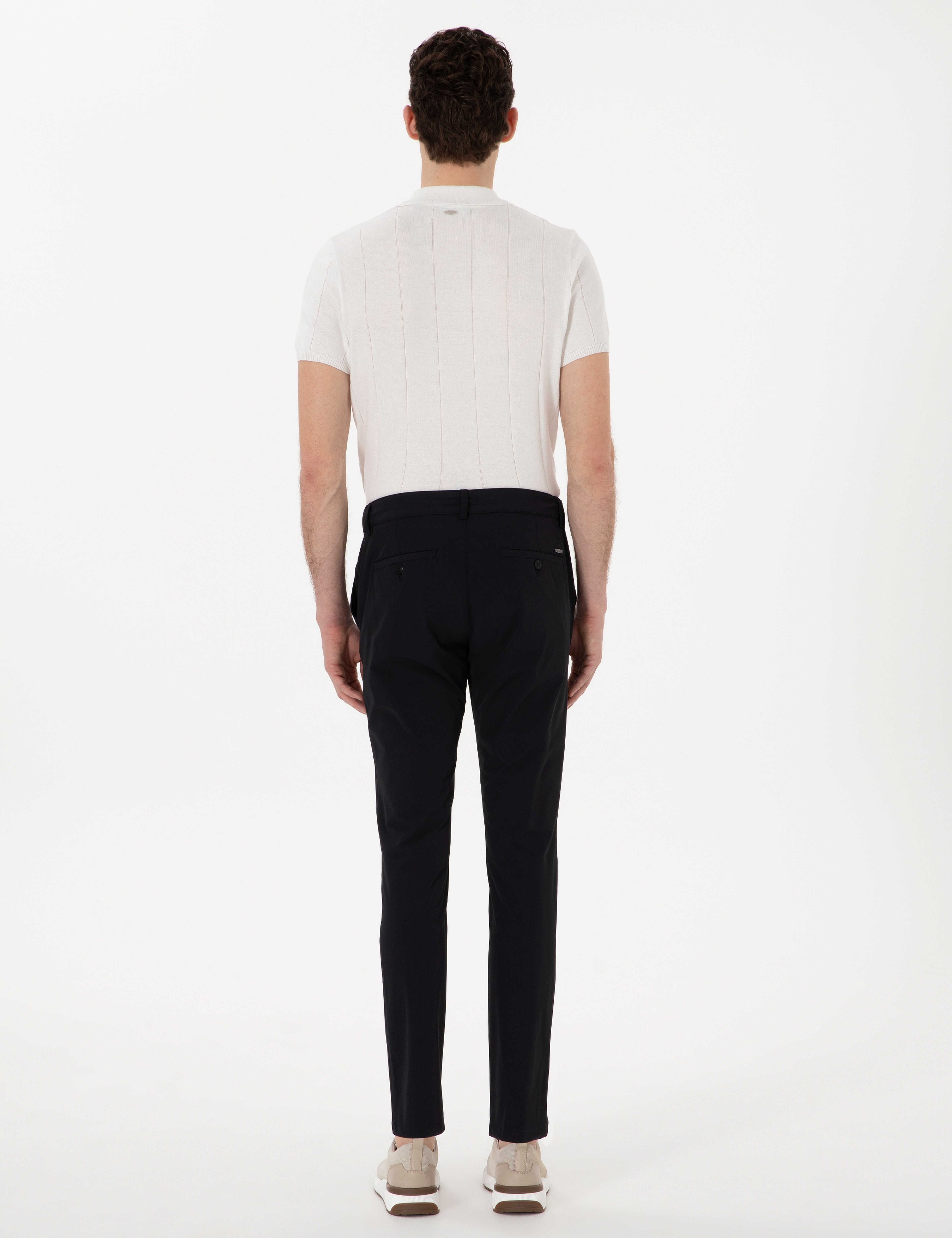Siyah Slim Fit Jogger Kanvas Pantolon - Image 4