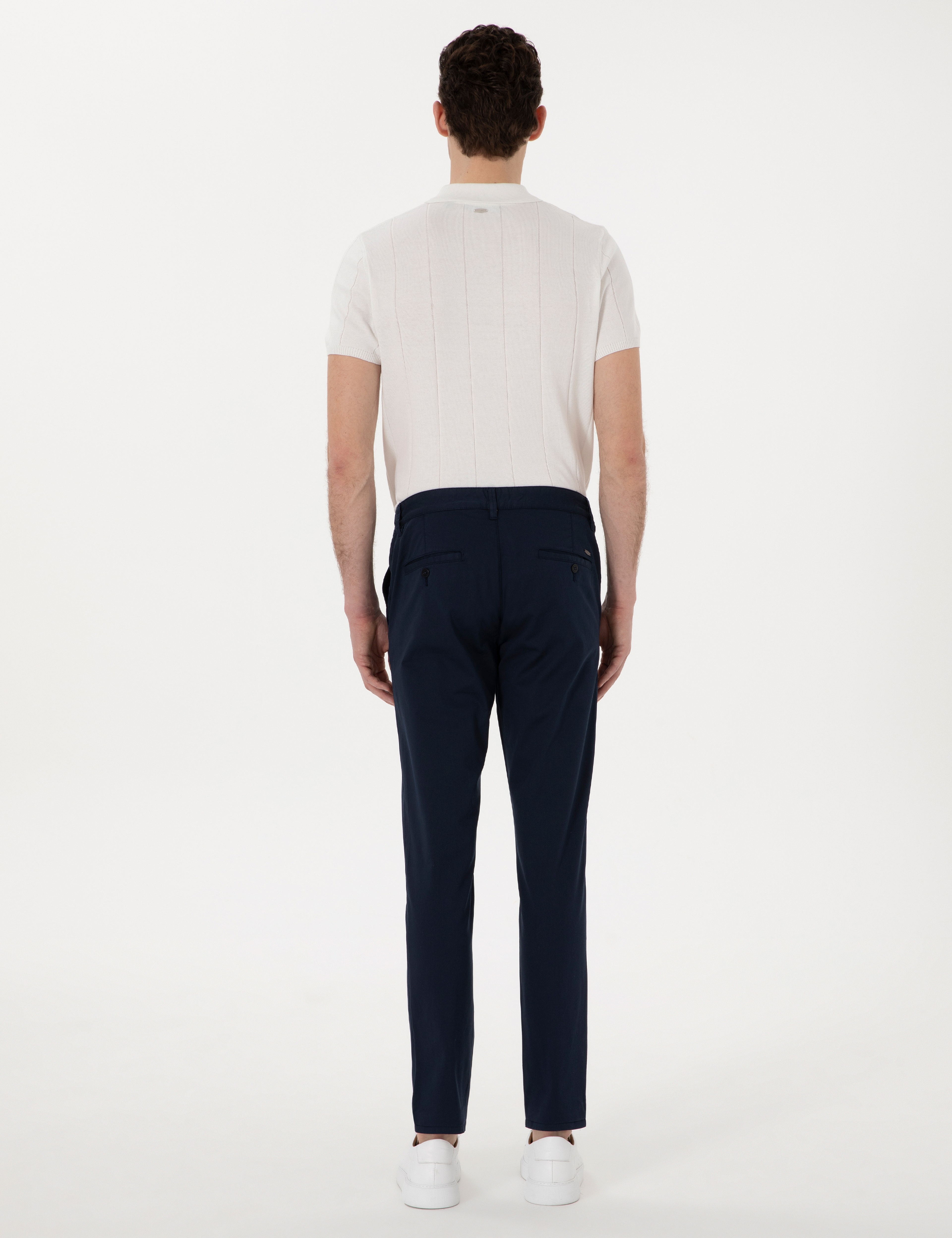 Lacivert Slim Fit Beli Lastikli Kanvas Pantolon - Image 4