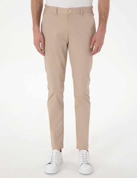 Bej Slim Fit Beli Lastikli Kanvas Pantolon - 50301759136
