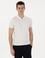 Ekru Slim Fit Fermuarlı Polo Yaka Triko Tişört