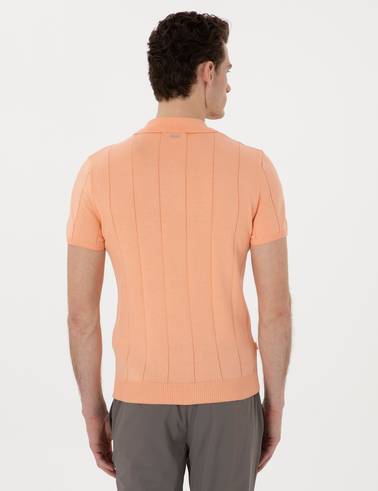 Yavruağzı Slim Fit Fermuarlı Polo Yaka Triko Tişört