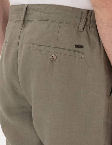 Haki Carrot Fit %100 Keten Kanvas Pantolon