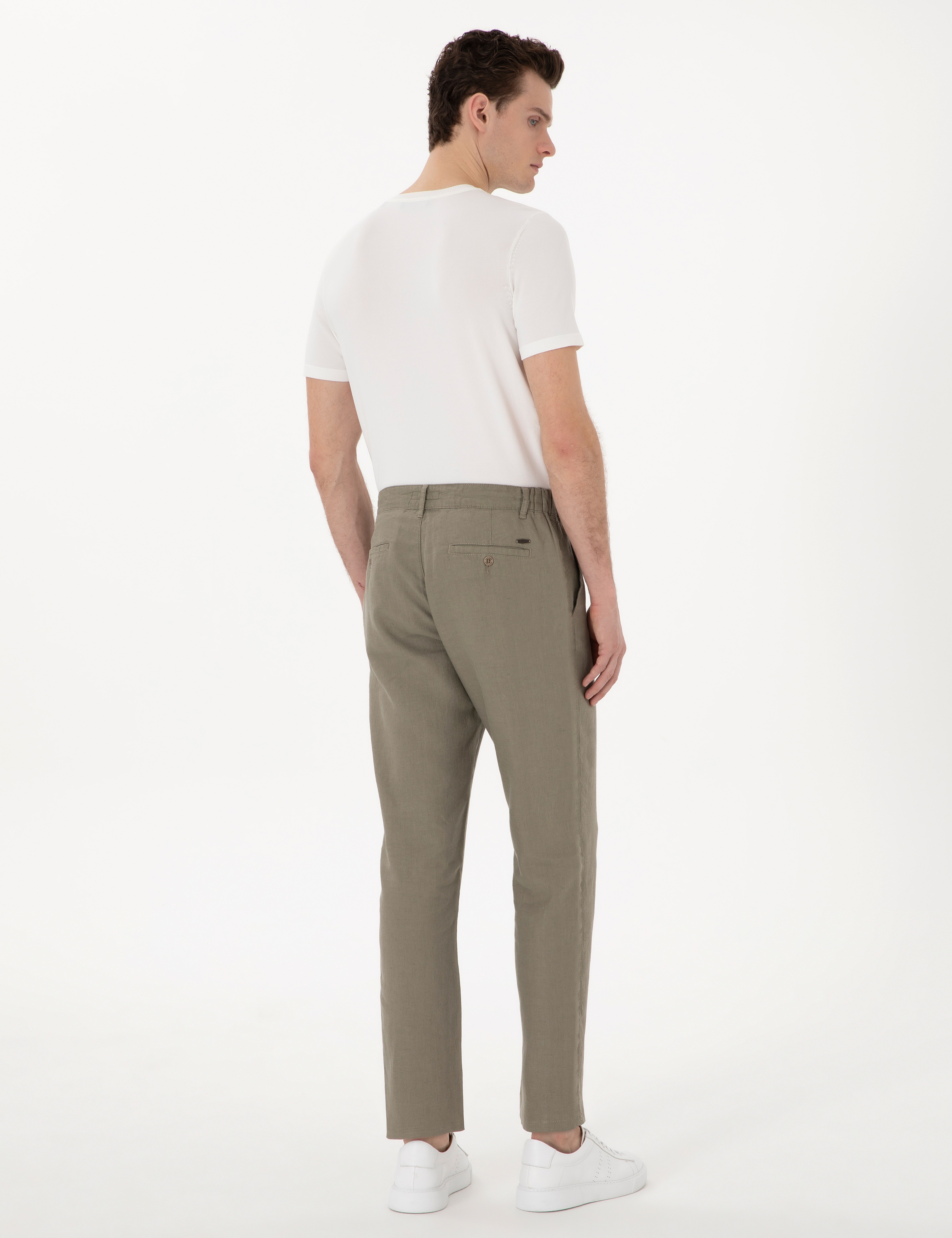Haki Carrot Fit %100 Keten Kanvas Pantolon