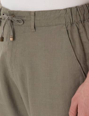 Haki Carrot Fit %100 Keten Kanvas Pantolon