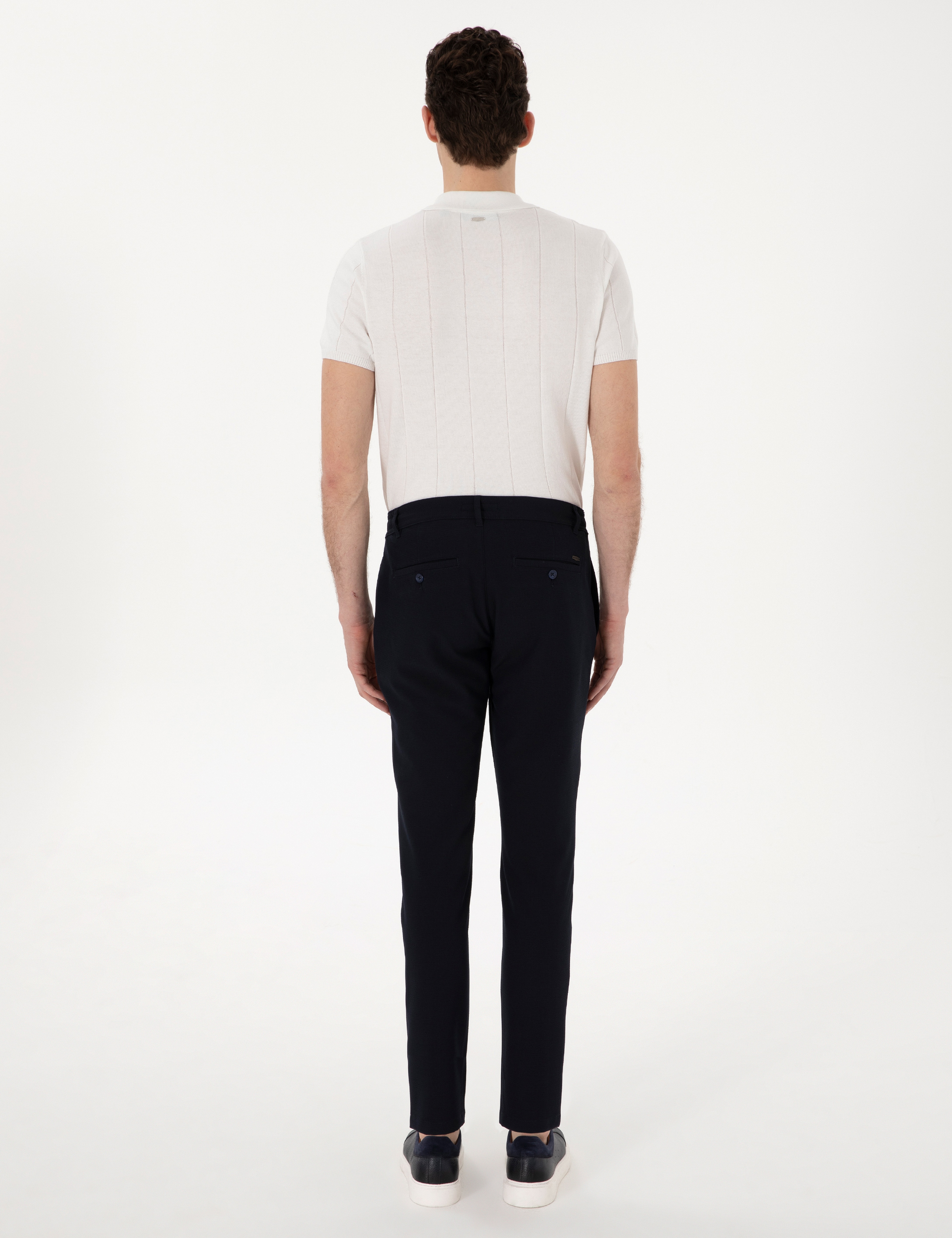 Lacivert Slim Fit Jogger Kanvas Pantolon - Image 4