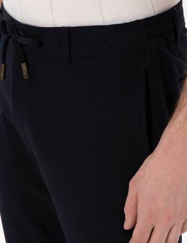 Lacivert Slim Fit Jogger Kanvas Pantolon