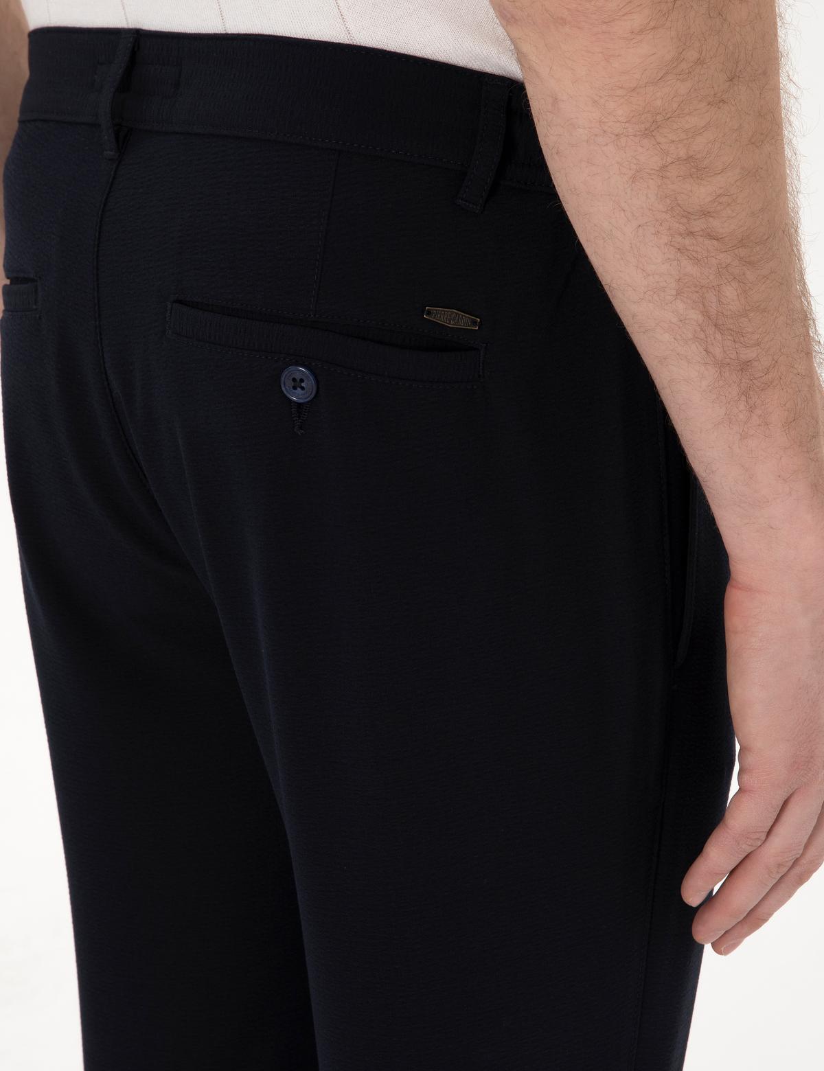 Lacivert Slim Fit Jogger Kanvas Pantolon - 50305261069