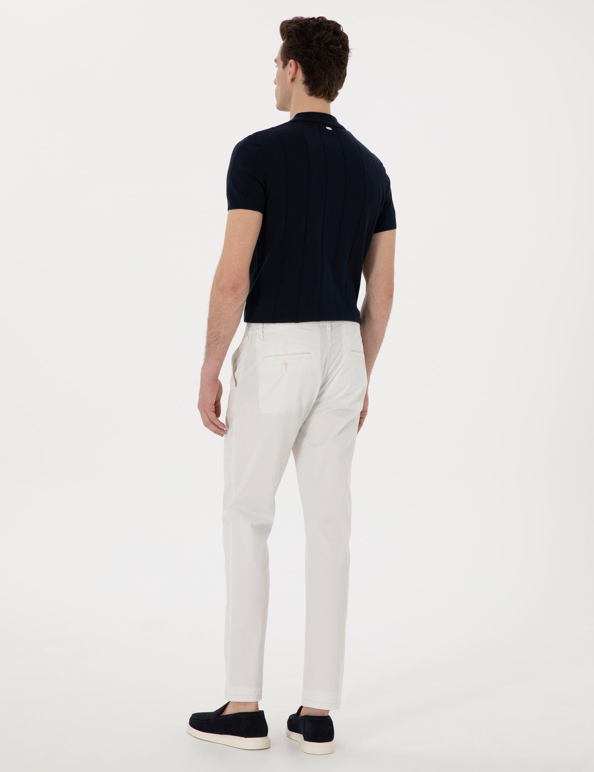 Ekru Slim Fit Beli Lastikli Kanvas Pantolon - 50301759086