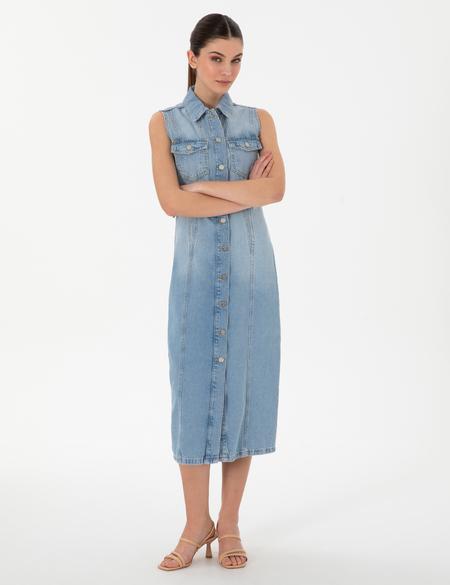 Açık Mavi Slim Fit Jean Elbise - 50306777012