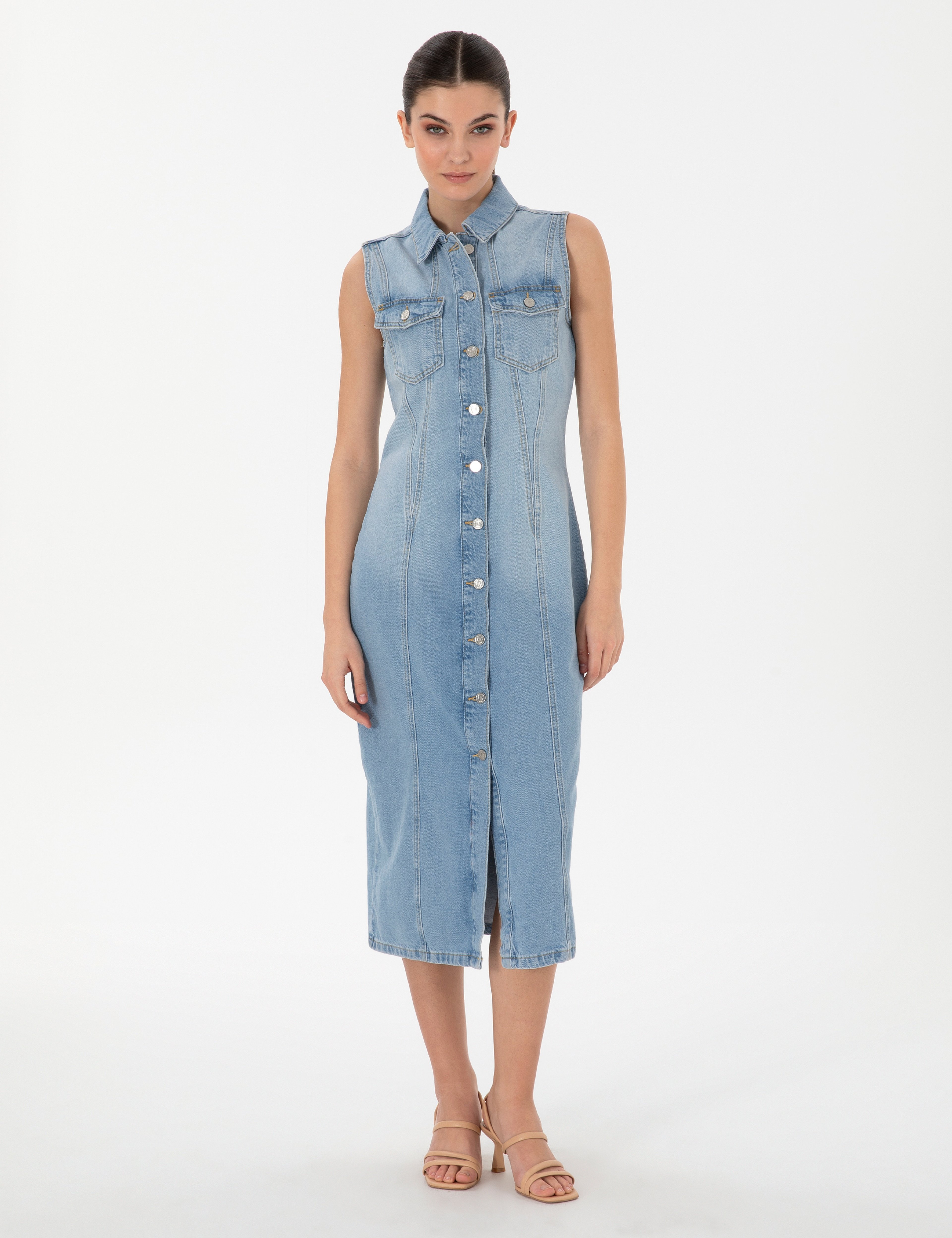Açık Mavi Slim Fit Jean Elbise - Image 1