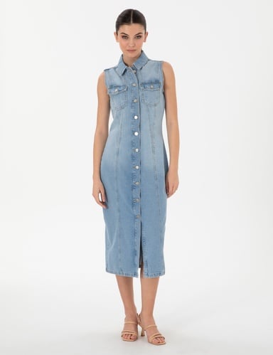 Açık Mavi Slim Fit Jean Elbise
