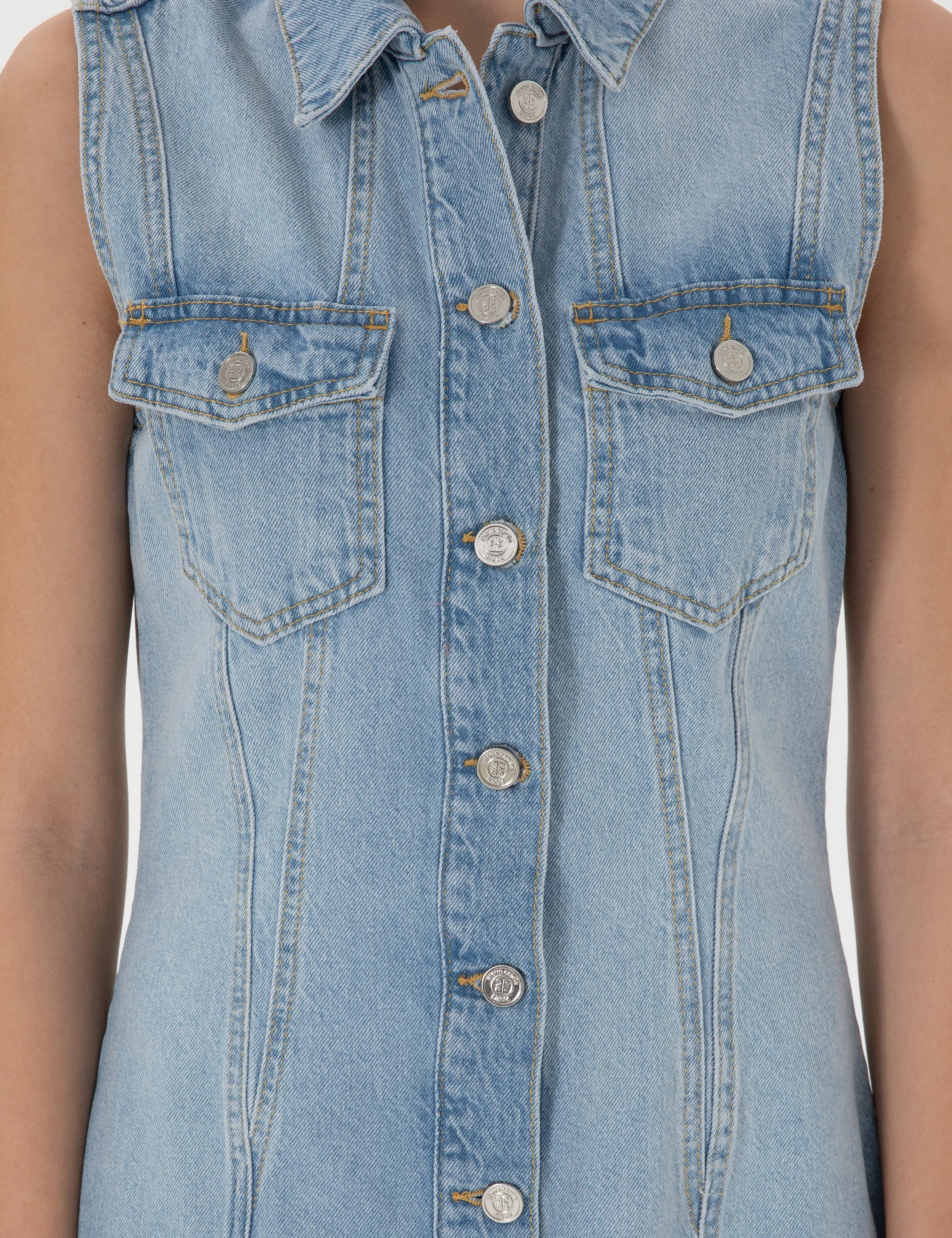 Açık Mavi Slim Fit Jean Elbise - Image 5