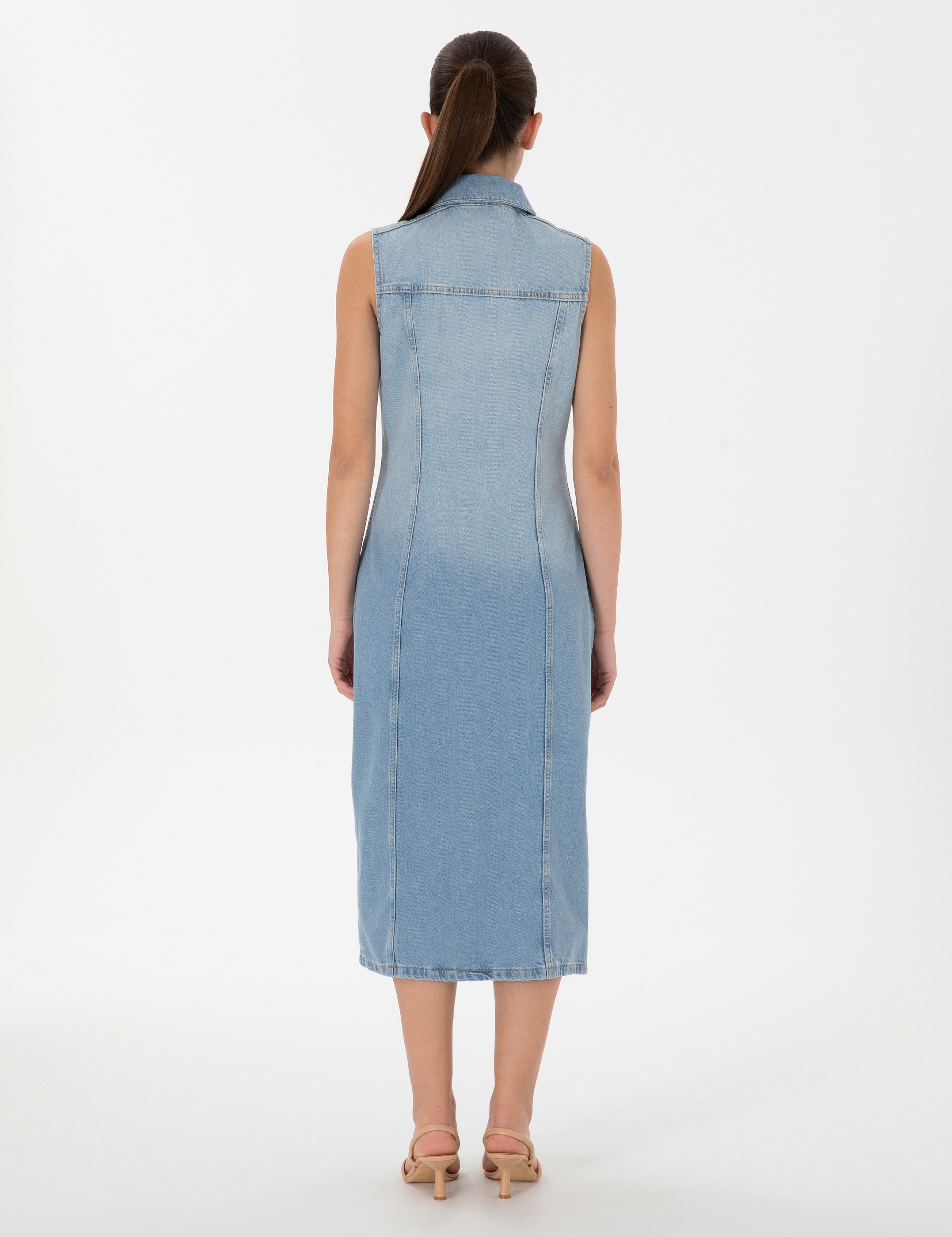 Açık Mavi Slim Fit Jean Elbise - Image 4